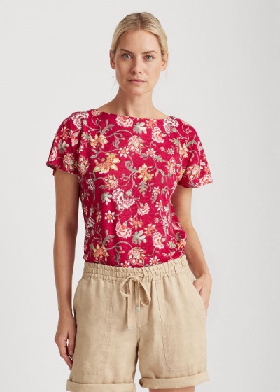 Ralph Lauren Floral Flutter-Sleeve T Shirt Dame Danmark (DOWAH2146)